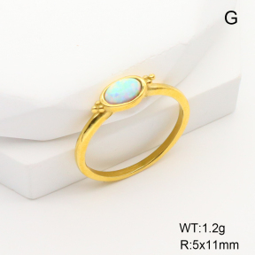 6R4000870vhmv-106D  6-8#  Synthetic Opal,Handmade Polished  Stainless Steel Ring