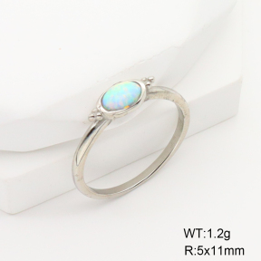 6R4000871vhkb-106D  6-8#  Synthetic Opal,Handmade Polished  Stainless Steel Ring