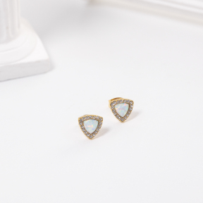 GEE001051vhnv-700  Synthetic Opal & Czech Stones,Handmade Polished  E:8mm  Stainless Steel Earrings