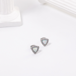 GEE001052ahlv-700  Synthetic Opal & Czech Stones,Handmade Polished  E:8mm  Stainless Steel Earrings