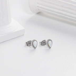 GEE001054bhio-700  Synthetic Opal,Handmade Polished  E:8x6mm  Stainless Steel Earrings
