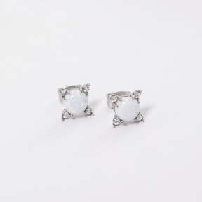 GEE001058ahlv-700  Synthetic Opal & Czech Stones,Handmade Polished  E:8mm  Stainless Steel Earrings