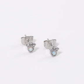 GEE001060bhjo-700  Synthetic Opal & Czech Stones,Handmade Polished  E:6x5mm  Stainless Steel Earrings