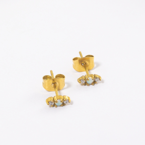 GEE001064vhlo-700  Synthetic Opal & Czech Stones,Handmade Polished  E:3x7mm  Stainless Steel Earrings