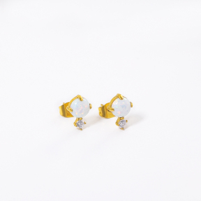 GEE001065vhkb-700  Synthetic Opal & Czech Stones,Handmade Polished  E:11x7mm  Stainless Steel Earrings