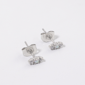 GEE001069bhjo-700  Synthetic Opal & Czech Stones,Handmade Polished  E:3x7mm  Stainless Steel Earrings