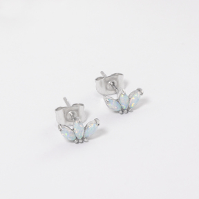 GEE001072vhmo-700  Synthetic Opal & Czech Stones,Handmade Polished  E:5x9mm  Stainless Steel Earrings
