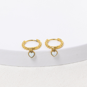 GEE001074biib-700  Synthetic Opal,Handmade Polished  H:5mm E:14mm  Stainless Steel Earrings