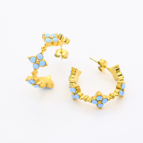 GEE001080vhkb-700  Czech Stones,Handmade Polished  E:26mm  Stainless Steel Earrings