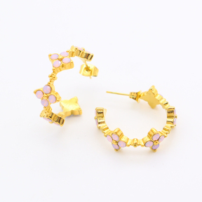 GEE001081vhkb-700  Czech Stones,Handmade Polished  E:26mm  Stainless Steel Earrings