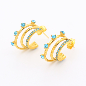 GEE001082vhmv-106D  Czech Stones,Handmade Polished  E:20mm  Stainless Steel Earrings