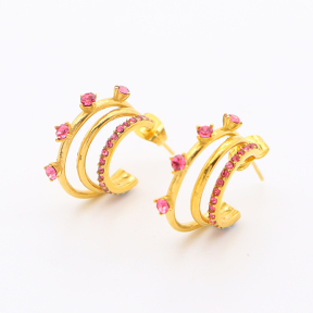 GEE001084vhmv-106D  Czech Stones,Handmade Polished  E:20mm  Stainless Steel Earrings