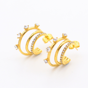 GEE001085vhmv-106D  Czech Stones,Handmade Polished  E:20mm  Stainless Steel Earrings