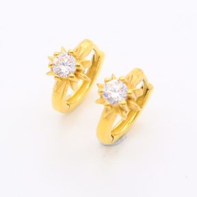 GEE001086vhkb-106D  Zircon,Handmade Polished  W:9mm E:15mm  Stainless Steel Earrings