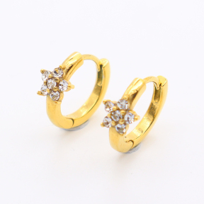 GEE001096vhkb-106D  Czech Stones,Handmade Polished  W:6mm E:15mm  Stainless Steel Earrings