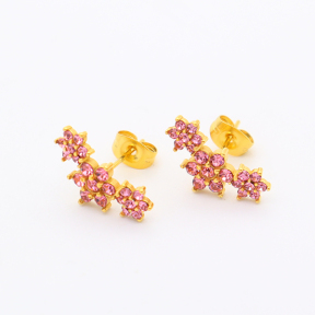 GEE001097vhkb-106D  Czech Stones,Handmade Polished  E:9x16mm  Stainless Steel Earrings
