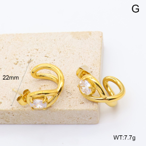 GEE003342bhia-066  316 Pin 18K PVD Zircon,Handmade Polished  Stainless Steel Earrings  BC26070572E