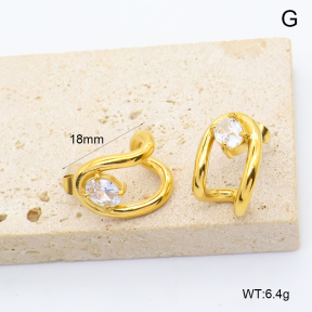 GEE003343bhia-066  316 Pin 18K PVD Zircon,Handmade Polished  Stainless Steel Earrings  BC26070573E