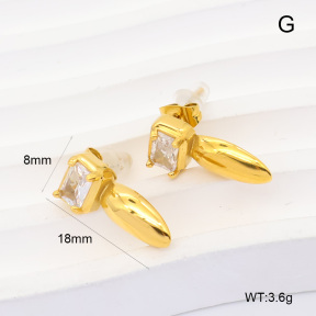 GEE003365bhva-066  316 Pin 18K PVD Zircon,Handmade Polished  Stainless Steel Earrings  BC26070525E