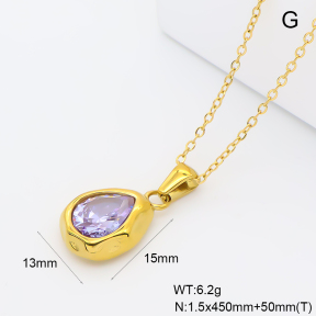 GEN002420bhva-066  18K PVD Zircon,Handmade Polished  Stainless Steel Necklace  BC26060401N-PE