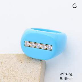 GER001562aakl-066  7#  18K PVD Zircon & Resin  Stainless Steel Ring  BC26070537R