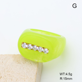 GER001564aakl-066  7#  18K PVD Zircon & Resin  Stainless Steel Ring  BC26070538R