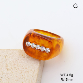 GER001565aakl-066  7#  18K PVD Zircon & Resin  Stainless Steel Ring  BC26070488R