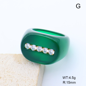 GER001566aakl-066  7#  18K PVD Zircon & Resin  Stainless Steel Ring  BC26070489R