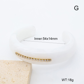 GEB000908bhia-066  18K PVD Zircon & Resin  Stainless Steel Bangle  BC26070486B